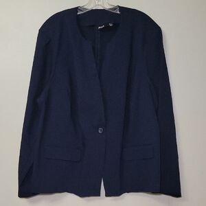 Briggs Blazer Navy Blue Woman's 24W Stretchy No Collar Office‎ Business